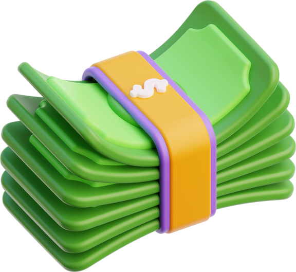 Cash Money Bundle 3D Illustration